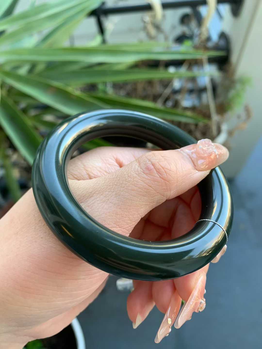 【闲置E902】52.8圈黑青羊脂玉手镯 Hetian Jade Bangle Size 52.8 - Image 5