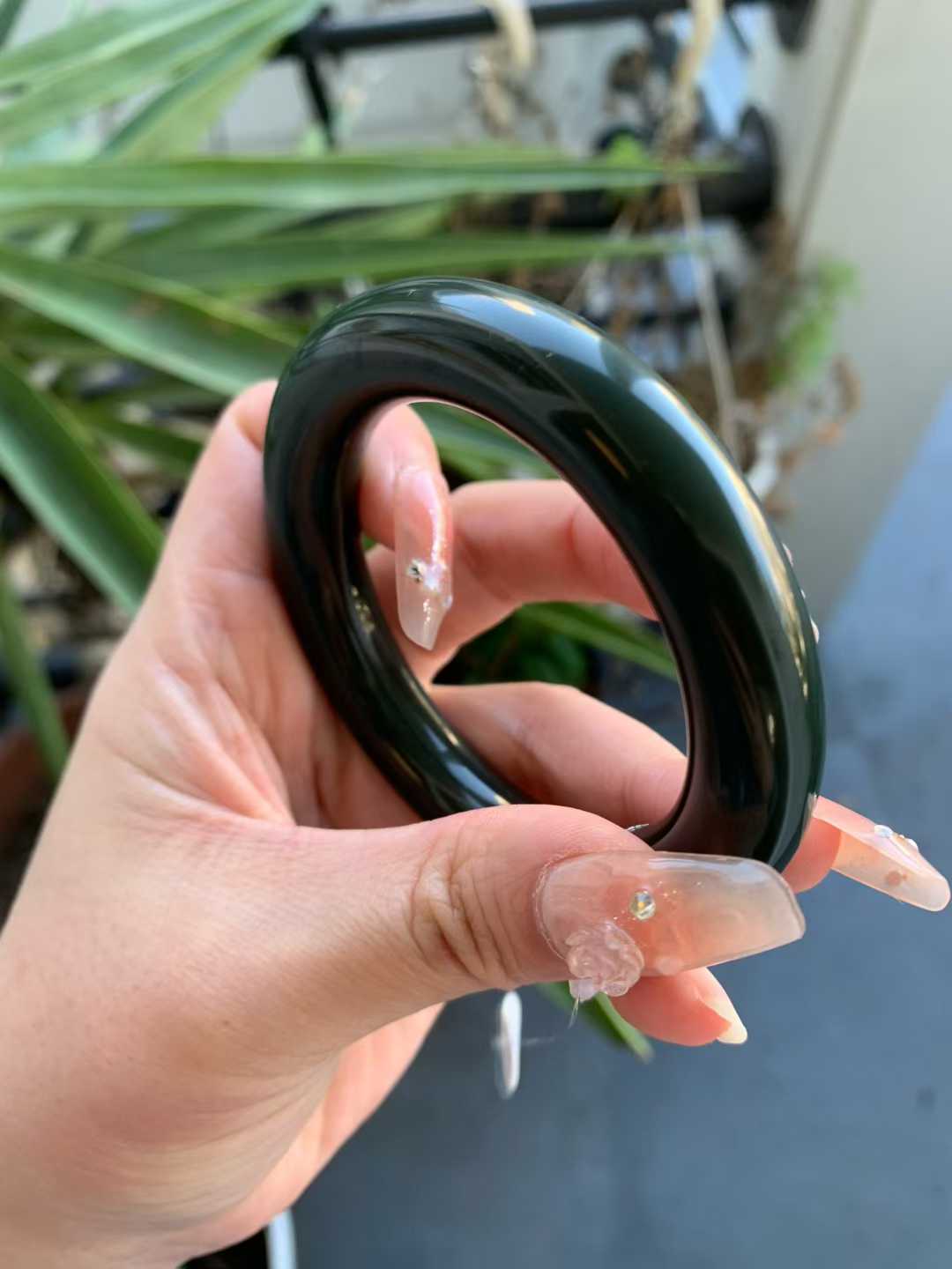 【闲置E902】52.8圈黑青羊脂玉手镯 Hetian Jade Bangle Size 52.8 - Image 7