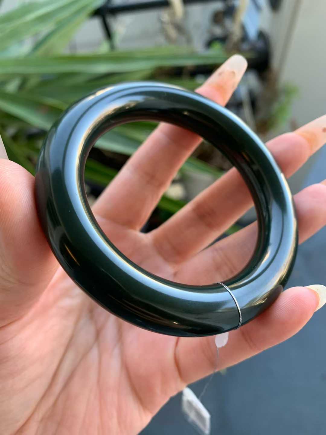 【闲置E902】52.8圈黑青羊脂玉手镯 Hetian Jade Bangle Size 52.8